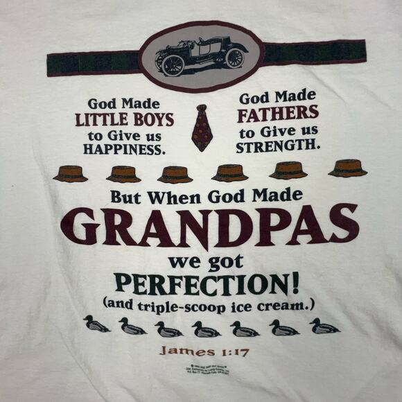 Vintage Grandpa Tee XL Delta 90s Christian Verse Shirt USA Made Funny - Picture 3 of 11